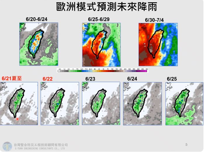 未來10天台中以北大致午後西北雨天氣型態,高溫悶熱。(圖/翻攝自賈新興YouTube)