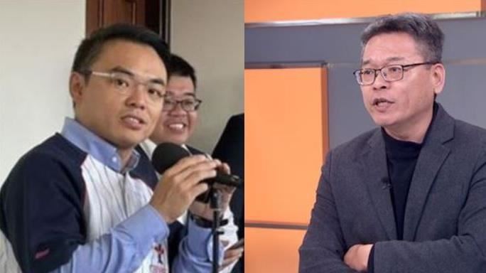 張益贍(右)說明無效連署3大樣態,打臉洪孟楷。(組合圖)