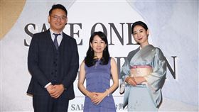 圖右起大久保麻梨子、JSA日本清酒協會理事長近藤淳子小姐、和心清酒教育創辦人林科成出席清酒盛會。（圖／和心酒藏提供）