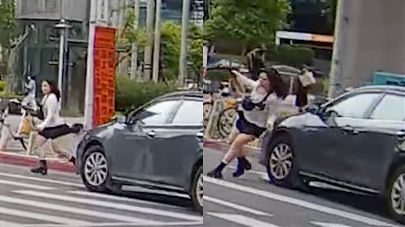 行人地獄再現？短裙妹「凌波微步」閃車