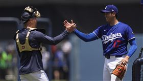 ▲大谷翔平23日登板將首度和大物補手拉辛（Dalton Rushing）搭檔。（圖／美聯社／達志影像）