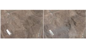  美軍12枚「碉堡剋星」轟炸福爾多！半座山被夷平　襲擊前後衛星畫面曝▲圖片描述。（圖／路透社／達志影像）