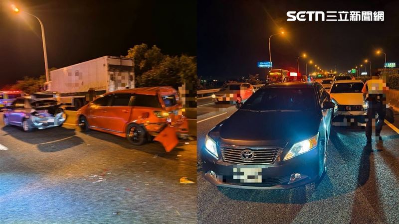 國道10車「撞成一堆」畫面曝！1疏忽釀禍