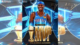亞歷山大（Shai Gilgeous-Alexander）今年包辦MVP、FMVP，成為史上第9人，比肩湖人巨星詹姆斯（LeBron James）。（圖／翻攝自X平台 @NBA）