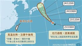 「報天氣 - 中央氣象署」貼出一張圖重申，聖帕颱風對臺灣「沒有影響」。（圖／翻攝自報天氣）