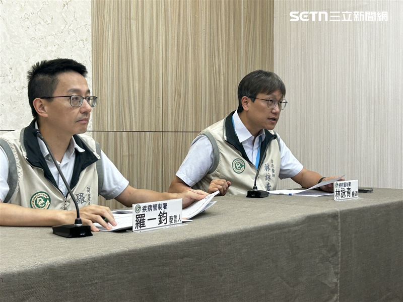 林詠青（右）說明屈公病境外移入個案。（圖／記者簡浩正攝影）