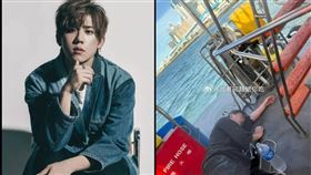 姜濤墜海被釣客救起。（圖／翻攝自微博）