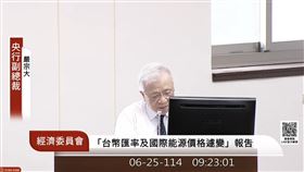 ▲央行副總裁2025年6月25日赴立院報告談油價和台幣匯率。（圖／翻攝國會頻道）