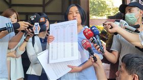 藍委陳玉珍質疑罷藍委團體二階連署重複多國民黨立委陳玉珍（中）25日代表黨中央、立法院黨團到台北地檢署，告發5個台北市罷免藍委團體涉犯偽造文書及個人資料保護法等罪，質疑二階連署重複多。中央社記者謝幸恩攝 114年6月25日