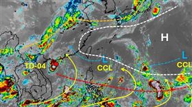 雲圖上逐漸呈現典型的夏季配置，試著用一些線條把它標示出來　吳聖宇臉書