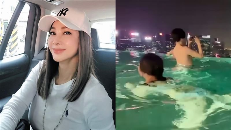 陳美鳳出國脫了 水中反射一片肉色超辣