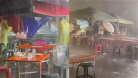 ▲台中突炸颱風強度暴雨，逛街民眾四處躲雨。（圖／翻攝自記者爆料網）

