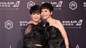 詹雅雯（右）帶妹妹詹雅云（左）一起走紅毯。（圖／記者鄭孟晃、趙于瑩攝）