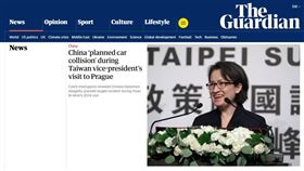 ▲《衛報》國際頭條為中共試圖衝撞蕭美琴座車。（圖／翻攝自《衛報》官網）