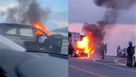 台東台11線2車對撞，「車子燒成火球」，駕駛重傷。（圖／翻攝畫面）