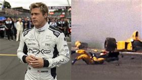 ▲布萊德彼特《F1電影》片中主角的過往，是參考前F1車手馬丁唐納利。（合成圖／華納兄弟提供、翻攝自X）