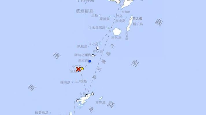 日本鹿兒島發生規模5.5地震。（圖／翻攝自日本氣象廳）