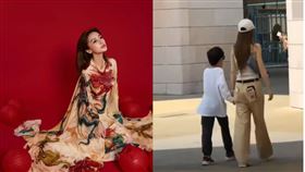 Angelababy帶8歲兒子出遊。（圖／翻攝自微博）