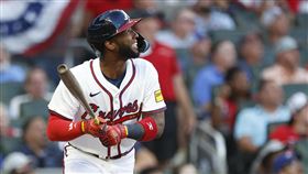 ▲勇士外野手普洛法（Jurickson Profar）結束80場禁賽首戰就開轟。（圖／美聯社／達志影像）