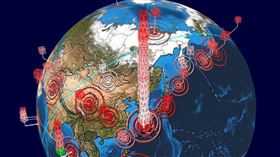 若以3D圖顯示，鹿兒島一帶的地震紀錄已「疊成摩天樓」。（圖／翻攝自earthquake3d）