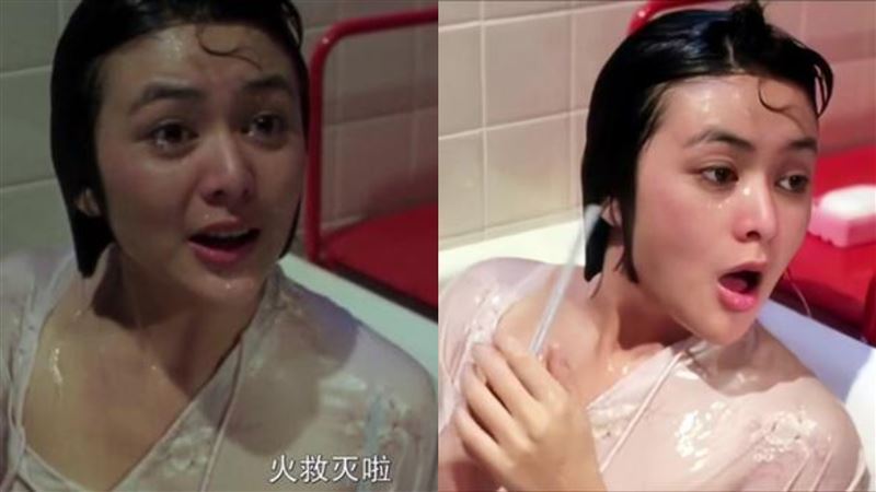 沒穿內衣！關之琳濕身激凸　5男星盯美胸