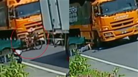 嘉義,嘉義縣義竹鄉,物流車,腳踏車,監視器,車禍,老嬤,視線死角（圖／翻攝自Thread@blueboyisting）