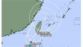 ▲日本氣象廳預測準颱風「丹娜絲」未來路徑將貫穿台灣。（圖／翻攝自日本氣象廳）