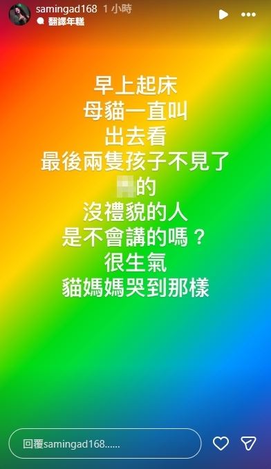 紀曉君看貓媽媽在哭很心疼。（圖／翻攝自紀曉君IG）