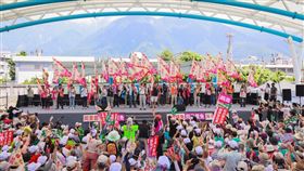 ▲「護國大遶境」4日上午在花蓮市中山公園舉辦誓師大會。（圖／反共護台志工聯盟提供） 