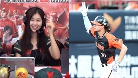 ▲統一獅林佳緯開轟後，緋聞女友賴可開玩笑說要剁掉手。（圖／翻攝自龍TV、統一獅提供）