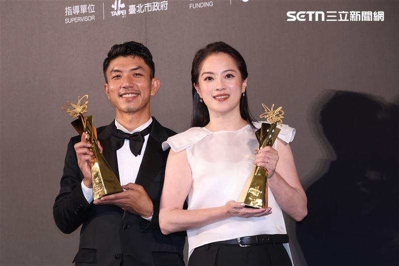 萬洛．隆甘迦（左）、高伊玲成為影帝后。（圖／記者趙于瑩攝影）