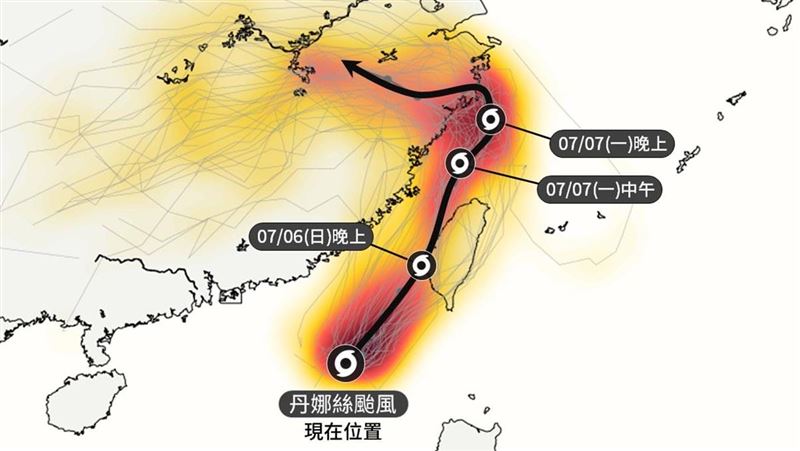 丹娜絲中心若穿「黑水溝」　西部風雨猛烈