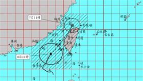 丹娜絲「增強為中颱」（圖／氣象署）