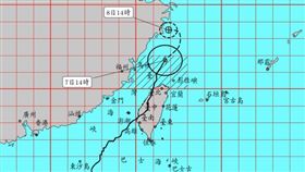 丹娜絲再見　北上漸減弱「明往中國前進」(圖／氣象署)
