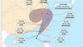 丹娜絲大轉彎直撲浙江、福建，出現罕見的「Z字型」路徑。（圖／翻攝自微博）