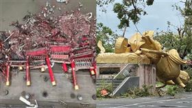 南鯤鯓牌樓倒、新營太子神像斷裂。（合成圖／資料照、翻攝自宗教大小事臉書）