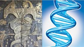 ▲ 新疆古墓出土伏羲女媧圖，蛇身交纏酷似DNA雙螺旋引發熱議。（圖／翻攝自百度百科）