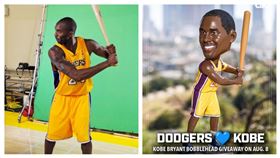 ▲道奇下半季將贈送已故球星布萊恩（Kobe Bryant）的搖頭公仔。（圖／翻攝自GharibSports X ）、（圖／翻攝自道奇 X ）