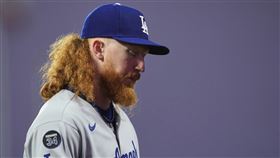 ▲道奇先發投手梅伊（Dustin May）4.2局狂失7分。（圖／美聯社／達志影像）
