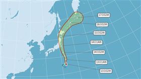 ▲輕颱「百合」凌晨生成最新移動路徑曝光。（圖／翻攝自中央氣象署）


