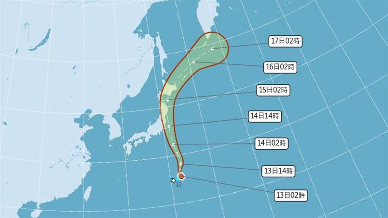 輕颱「百合」凌晨生成　最新移動路徑曝光