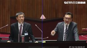 ▲林國成（右）今天在立法院質詢大法官被提名人陳慈陽。（圖／翻攝畫面）