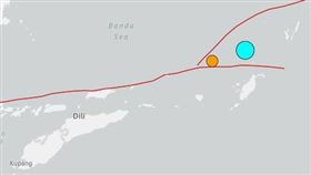 台灣時間14日下午1時49分，印尼發生強烈地震。（圖／翻攝自USGS）