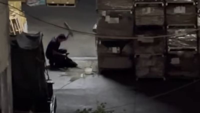 黑狗被陳男拉住後肢,還被棍棒猛打,場面十分恐怖。(圖/翻攝自米克斯傳奇)