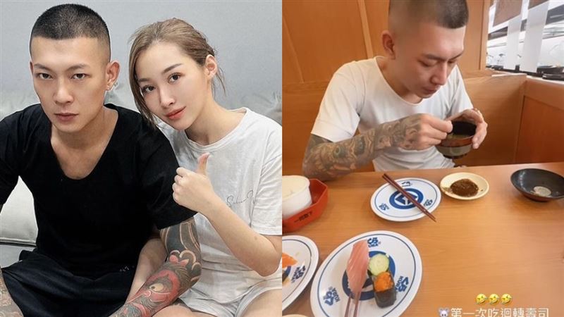 遭開槍前，鳳梨與妻子大啖藏壽司。（圖／翻攝自臉書）