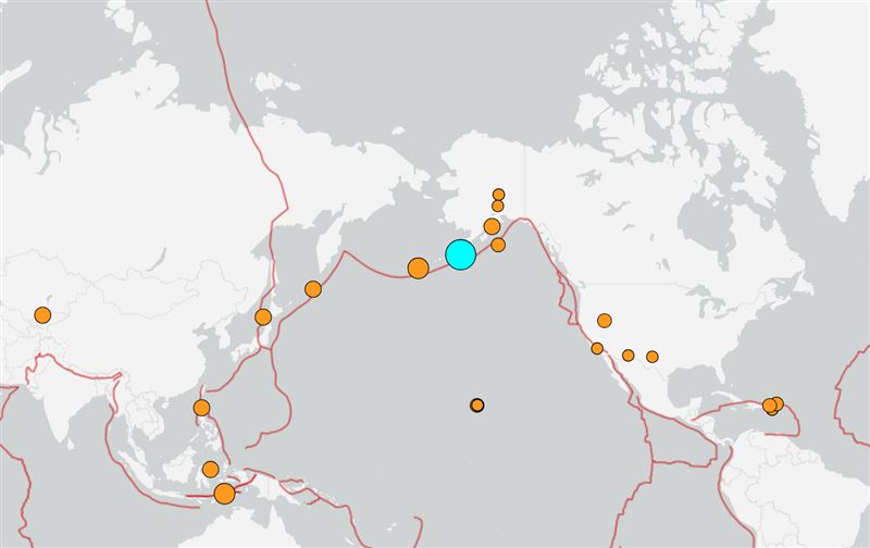 阿拉斯加阿留申群島（Aleutian Islands）南方近海發生規模7.3強震。（圖／翻攝自USGS）