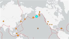 ▲阿拉斯加阿留申群島（Aleutian Islands）南方近海發生規模7.3強震。（圖／翻攝自USGS）