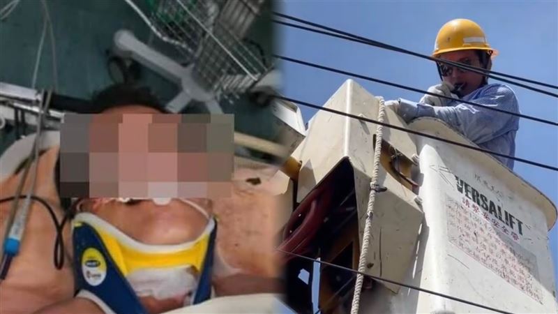 意外前3小時畫面曝光,李男搭高空作業車執行任務,想復電的心比誰都急。(圖/翻攝畫面)