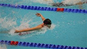 ▲邱羿臻50公尺蝶式預賽游出26秒98，晉級準決賽。（圖／大專體總提供） 