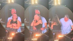 ▲一對男女在Coldplay演唱會親親我我，被鏡頭帶到瞬間超慌張。（圖／翻攝自微博）